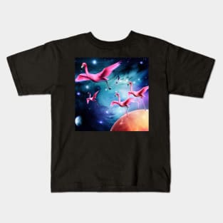 Space Flamingos . Kids T-Shirt